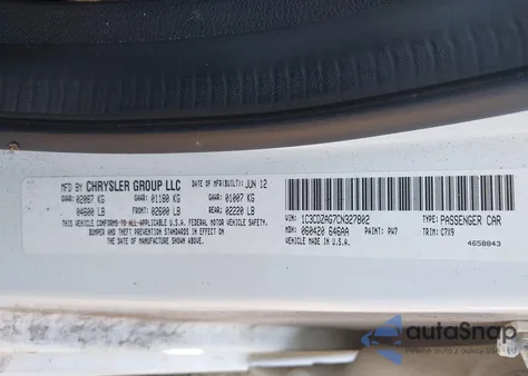 2012 Dodge Avenger Se from USA, damaged, VIN 1C3CDZAG7CN327802